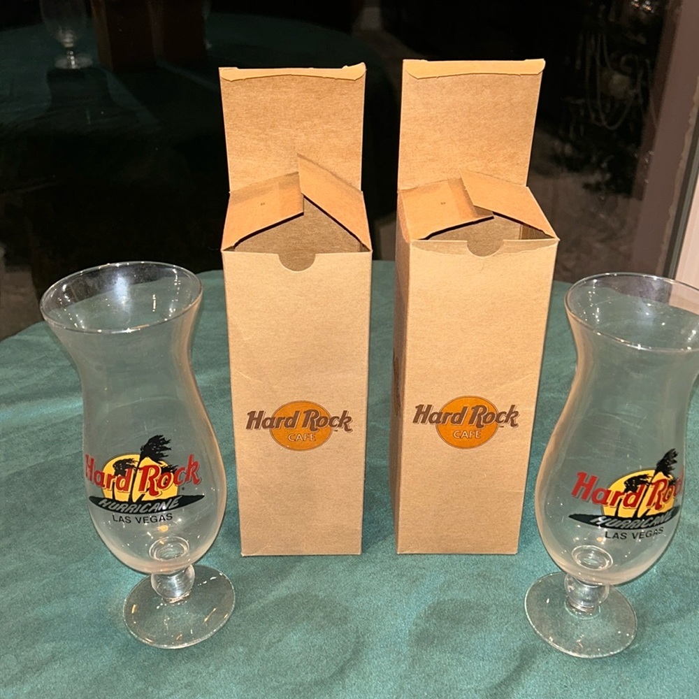 (2) Hard Rock Cafe Las Vegas Hurricane Glasses With‎ Original Box